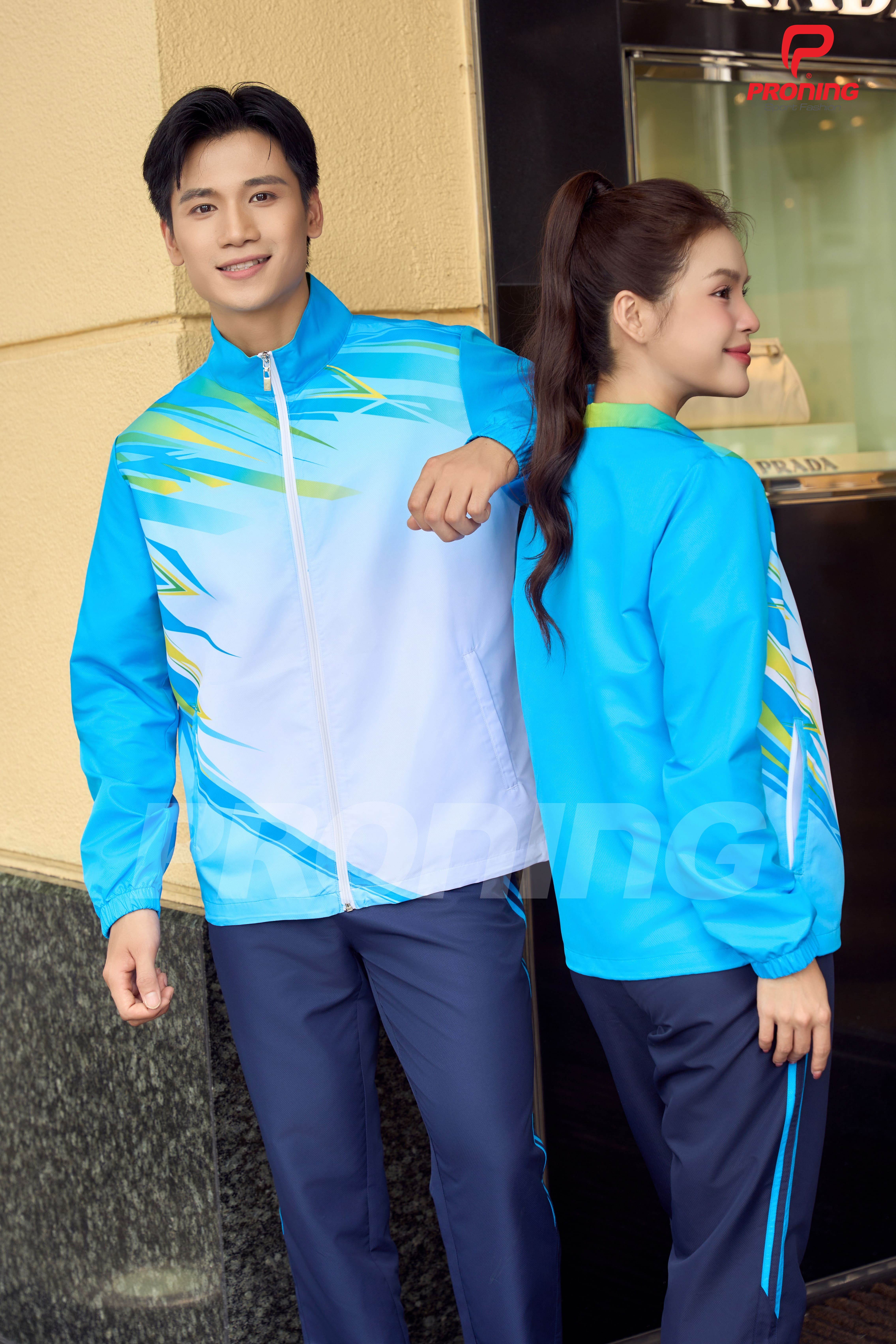 Bộ gió thể thao nam MDB-257 xanh cô ban phối navy